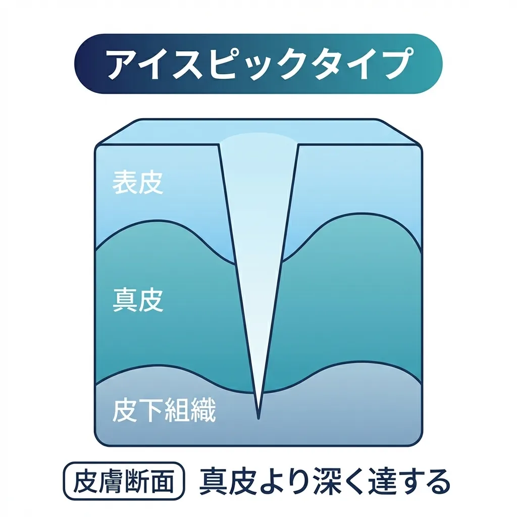 アイスピック型クレーター